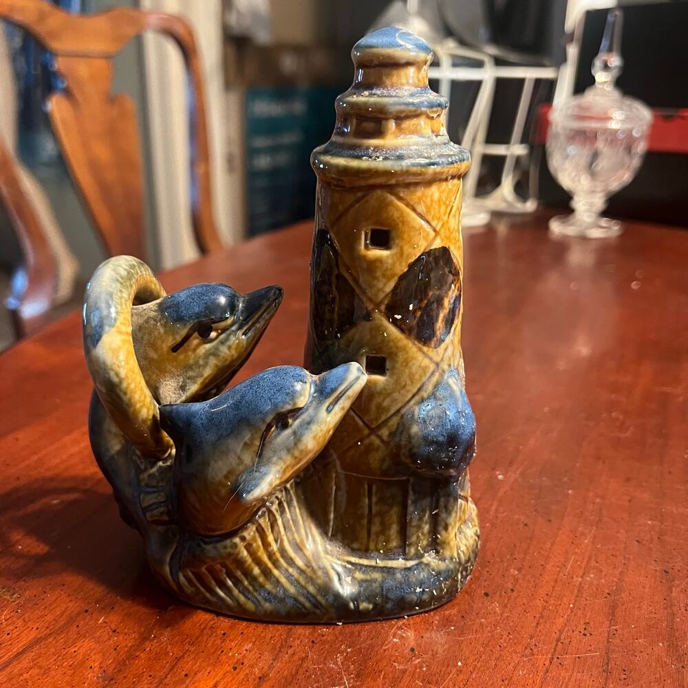Vintage Dolphin and Lighthouse Tea light holder Candle Holder Nautical Ocean